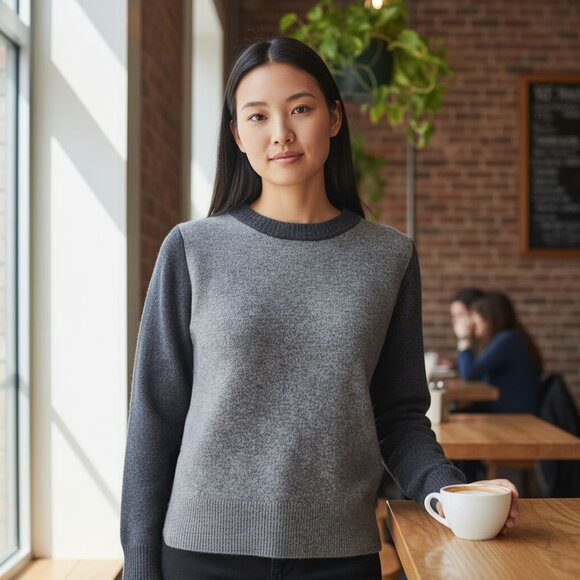J. Crew Two-Toned Gray Wool Sweater - Picture 1 of 9